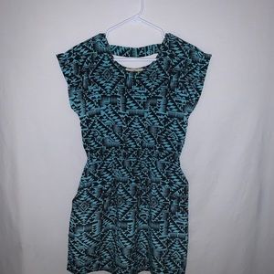 turquoise dress with black tribal print size M